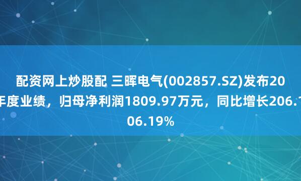 配资网上炒股配 三晖电气(002857.SZ)发布2024年度业绩，归母净利润1809.97万元，同比增长206.19%