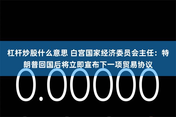 杠杆炒股什么意思 白宫国家经济委员会主任：特朗普回国后将立即宣布下一项贸易协议