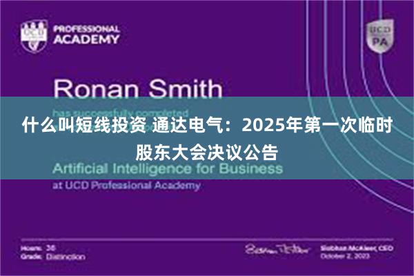 什么叫短线投资 通达电气：2025年第一次临时股东大会决议公告
